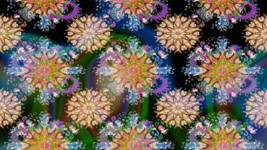 Küçük çiçekteki sevimli çiçek deseni. Mavi renklerde. Raster deseni. Soyut çiçek çizim kalıbı arka planı. Raster illüstrasyonu.