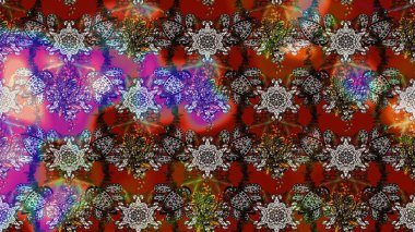 Renkli Bahar Teması eskiz kalıbı. Raster illüstrasyonu. Güzel kumaş deseni. Düz Çiçek Elementleri Tasarımı. Çiçek desenli çizim. Asya tekstil tarzında.