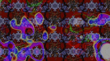 Yapraklı çiçekler ve kahverengi, kırmızı ve gri renkte papatya çiçekleri. Eskiz arkaplan modeli. Raster - stok.