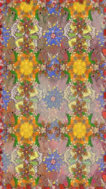 Düz Çiçek Elementleri Tasarımı. Sevimli çiçek raster deseni. Modaya uygun kumaş deseni. Renkli Yaz Temalı Kusursuz Arkaplan.