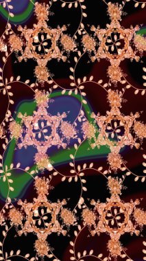 Çiçek desenli eskiz. Düz Çiçek Elementleri Tasarım Raster illüstrasyonu. Siyah, kahverengi ve bej renkli çiçekler. Renkli Bahar Teması çizim şablonu.