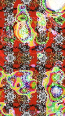 Düz Çiçek Elementleri Tasarımı. Renkli Bahar Teması eskiz kalıbı. Sevimli çiçek raster deseni. Tarafsız, gri ve kırmızı renkte çiçekler.