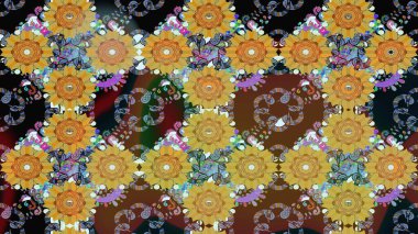 Nazikçe, sarı renkte bahar çiçekleri. Raster çiçekleri klasik tarzda çizilmiş. Raster illüstrasyonu. Çiçekli yumuşak çizim deseni.