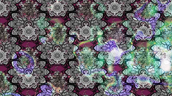 Gri renkli çiçekler. El çizimi çiçekli soyut çizim kalıbı. Raster illüstrasyonu.