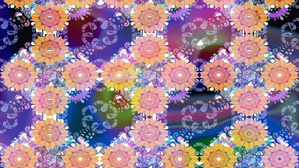 Beautiful watercolor Bouquet of summer flowers sketch pattern. Nice fabric pattern.