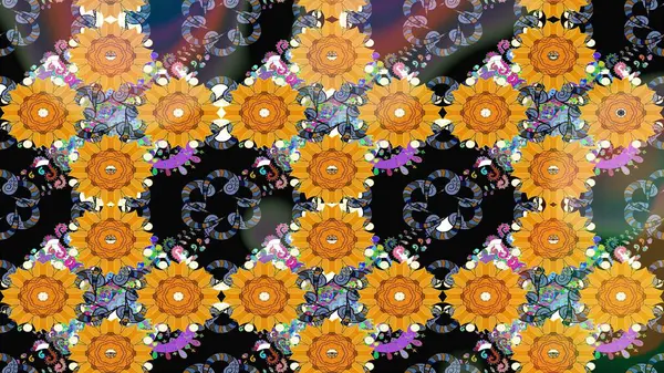 Çiçek tasarımı için inanılmaz bir kolaj cenneti tarzı. Parlak çiçekli kolaj çiçeği sarısı. Çiçekli zambaklar eskiz arka planı.