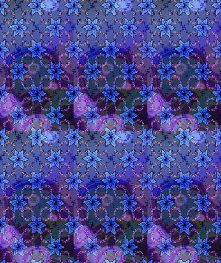 Raster Çiçek İllüstrasyonu 'nun şirin tekstili. Mavi renkli etnik çiçeklerle zarif eskiz deseni.