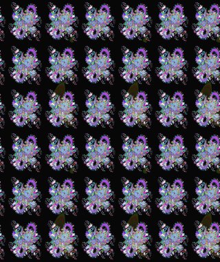 Siyah renkli çiçekler. Renkli Bahar temalı eskiz kalıbı. Çiçekli çiçek deseni, suluboya. Düz Çiçek Elementleri Tasarım Raster illüstrasyonu.