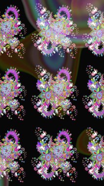 Çiçek desenli raster, siyah çizgi grafik desenli soyut raster arkaplan. Modern stil dokusu.