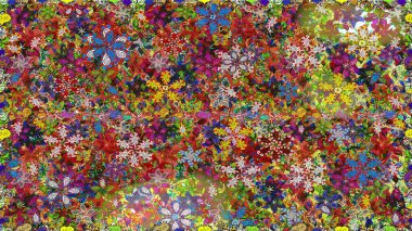 Asya tekstil tarzında. Raster illüstrasyonu. Kusursuz çiçek deseni. Kahverengi ve yeşil renkli çiçekler. Raster illüstrasyonu.