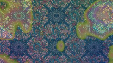 Çiçekli, pürüzsüz bir desen. Raster illüstrasyonu. Raster çiçekleri klasik tarzda çizilmiş. Mavi ve yeşil renklerde bahar çiçekleri..