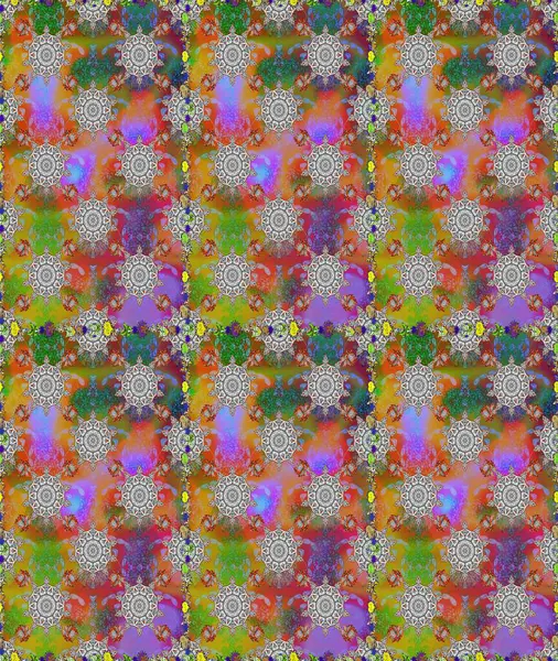 Gri ve kahverengi renklerde. Çiçek buketleriyle klasik tarzda kusursuz desenler. Raster illüstrasyonu.