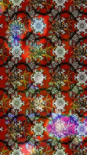 Çiçekli el çizimi çizimi deseni. Modern, kahverengi, gri ve kırmızı raster arka plan duvar kâğıdı resimleriyle klasik çizgili, desenli desenli çiçekler, çiçekli süsler..