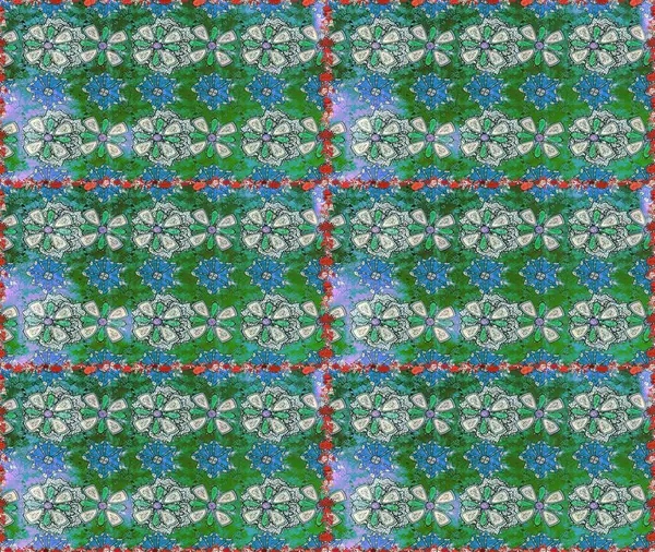 Manzaralı çiçek deseni. Çiçek kompozisyonu, el boyası, hassas şablon. Sevgililer günü ve tebrik kartı konsepti için şık bir davetiye. Üst görünüm, yumuşak yeşil ve mavi renk.