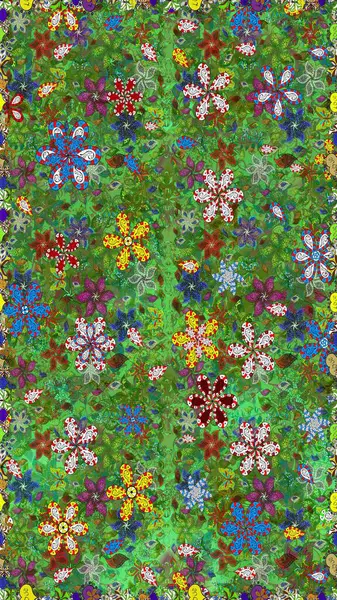 Raster illüstrasyonu. Çiçekli güzel suluboya desen. Yeşil ve kahverengi renklerde.