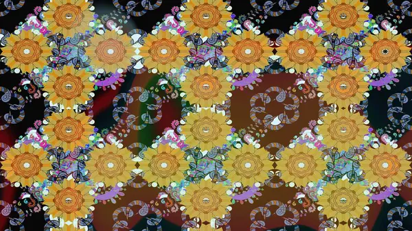 Nazikçe, sarı renkte bahar çiçekleri. Raster çiçekleri klasik tarzda çizilmiş. Raster illüstrasyonu. Çiçekli yumuşak çizim deseni.