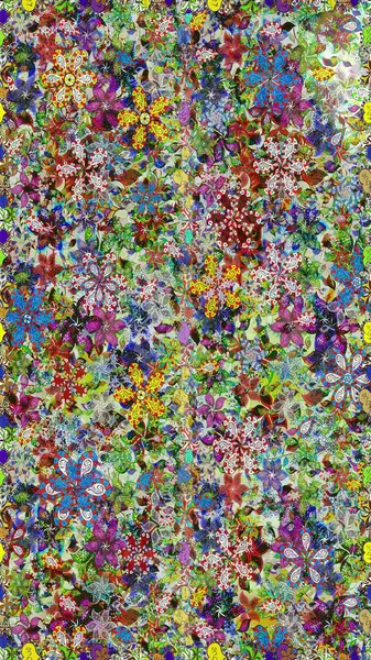 Kusursuz bir arka plan modeli. Yapraklı çiçekler ve kır ve doğal renklerde papatya çiçekleri. Raster - stok.