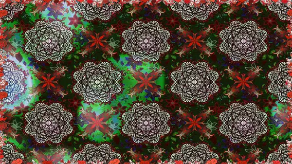 Çiçeksiz desenli, suluboya elle çizilmiş elementler. Parlak renkli fantezi çiçekleri, yapraklar, gri ve kahverengi renkli tomurcuklar, gri ve kahverengi.