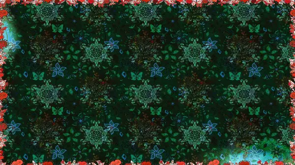 Kusursuz desenli, modaya uygun kumaş deseni. Şirin çiçek elementleri. Raster illüstrasyonu. Renkli Bahar Temalı Kusursuz Arkaplan. Düz Çiçek Elementleri Tasarımı.