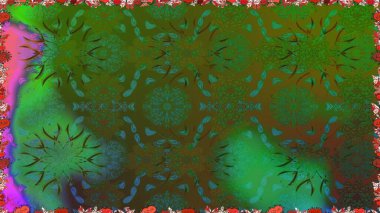 Yeşil ve kahverengi renkli güzel çiçeklerle kusursuz desenler suluboya desenli, duvar kağıdı, kart veya kumaş için fayanslı. Raster..