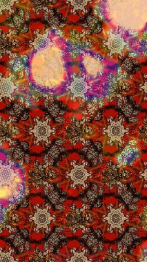 Kahverengi, kırmızı ve bej renkli çiçekler. Renkli Yaz Temalı eskiz kalıbı. Düz Çiçek Elementleri Tasarımı. Sevimli çiçek raster deseni.