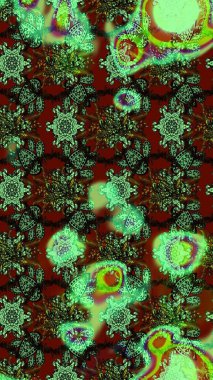 Tekstil, kumaş, kapaklar, duvar kağıtları, baskı, naylon, koleksiyon defteri, örgü, dekupaj için güzel bir eskiz. Küçük yeşil, kahverengi kırmızı ve çiçeklerle oldukça kaliteli bir besin torbası deseni. Millefleurlar.