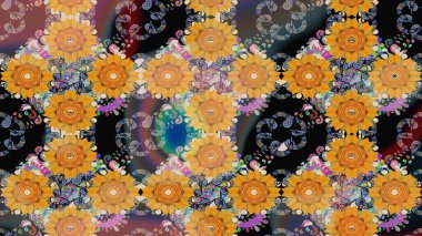 Raster - stok. Sarı çiçekli eskiz deseni, suluboya çiçek deseni, sevimli çiçek, duvar kağıdı, kart veya kumaş için fayanslı.