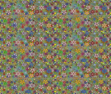Renkli Bahar Temalı Kusursuz Arkaplan. Raster Şirin kumaş deseni. Düz Çiçek Elementleri Tasarımı. Kusursuz bağbozumu.
