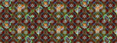 Sevimli çiçek raster deseni. Renkli Bahar Teması eskiz kalıbı. Düz Çiçek Elementleri Tasarımı. Çiçekler kahverengi, yeşil ve gri renklerde.