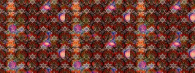 Kahverengi, kırmızı ve siyah renkte çiçekler. Gömlek, arka plan modelini çiz. Tropik çiçekler.