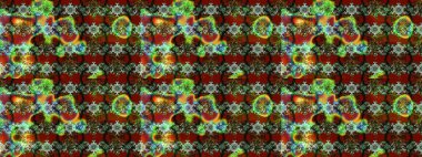 Düz Çiçek Elementleri Tasarımı. Renkli Bahar Teması eskiz kalıbı. Sevimli çiçek raster deseni. Yeşil, kahverengi ve kırmızı renkte çiçekler.