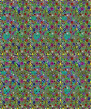 Raster illüstrasyonu. Yeşil ve kahverengi renkli güzel tekstil. Çiçeklerle suluboya desenleri.