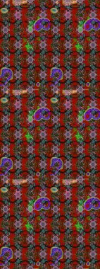 Raster illüstrasyonu. Renkli çizim kalıbı. Çiçek arkaplan. Çiçek duvar kâğıdı. Kırmızı, kahverengi ve gri renkli şirin tekstil.