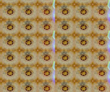 Varicolobeige Raster çizimi. Küçük çiçekteki sevimli çiçek deseni. Birçok bej soyut çiçekli tropikal çizim deseni.