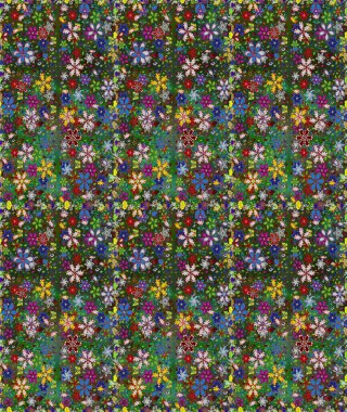 Kusursuz çiçek deseni. Asya tekstil tarzında. Yeşil ve mavi renkte çiçekler. Raster illüstrasyonu. Raster illüstrasyonu.