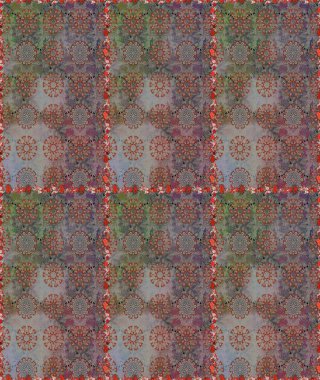 Blossoming background for printing on fabric, wallpaper and paper. Bright bouquets on a fashion grunge background. Cute seamless pattern with a small flower in a vintage style. Raster illustration.