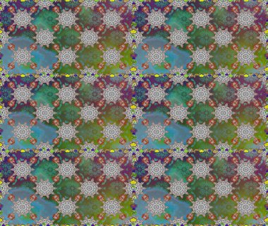 Güzel suluboya çiçekler, parlak resimler ilham verici yeşil ve gri çiçek desenli kusursuz arka plan. Raster..