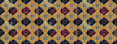 Çiçek desenli eskiz. Gömlek baskısı için çiçek boyası. Sarı renkte çiçekler.