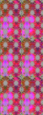 Kusursuz çiçek deseni. Raster illüstrasyonu. Raster illüstrasyonu. Asya tekstil tarzında. Gri ve kırmızı renkte çiçekler.