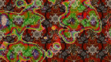 Raster illüstrasyonu. Ultraviyole kumaş deseni. Organik motif arka planı. Çizim deseni.