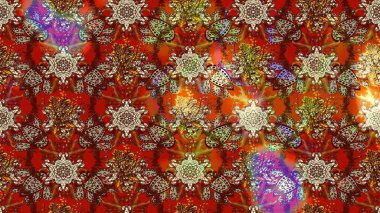 Kahverengi, kırmızı ve bej renkli çiçekler. Renkli Bahar Teması eskiz kalıbı. Çiçek desenli çizim. Raster illüstrasyonu. Düz Çiçek Elementleri Tasarımı. Asya tekstil tarzında.