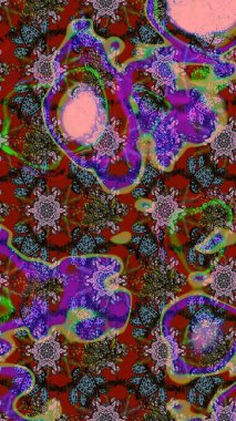 Raster illüstrasyonu. Eski usul. Eskiz geçmişi. Tomurcukları papatya çiçekleri olan sevimli bir çiçek deseni. Kumaş, tekstil, duvar kağıdı baskısı için. Miles Fleur, dandik süs.