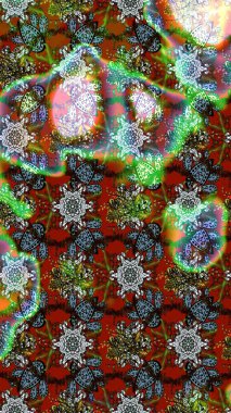 Çiçekli el çizimi çizimi deseni. Modern gelişim kahverengi, yeşil ve kırmızı raster arka plan duvar kâğıdı resimli klasik çizgi çizgisi, desenli desenli çiçekler, çiçekli süsler..