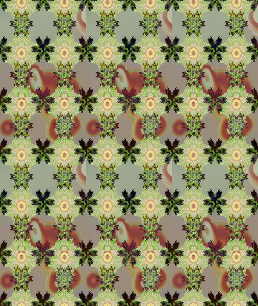 Çiçekli karalama şeklinde Raster çiçek deseni. Tarafsız renklerde yaz çiçekleri. Raster illüstrasyonu.