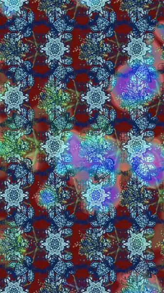 Çiçek izi. Suluboya çizim kalıbı. Suluboya tarzında mavi, kırmızı ve nötr renkte çiçekler.