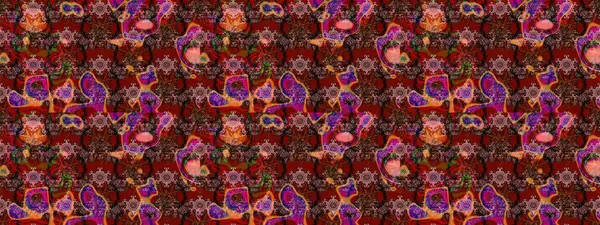 Küçük çiçekli basit bir çiçek çizimi. Kahverengi, kırmızı ve pembe renklerde şirin çiçekler. Raster illüstrasyonu. Moda baskısı, albüm, ambalaj kağıdı, duvar kağıdı için zarif dekoratif süslemeler..