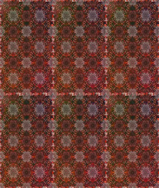 Kusursuz çiçek deseni duvar kâğıdı olarak kullanılabilir. Kahverengi ve gri renkli çiçekler. Raster illüstrasyonu.