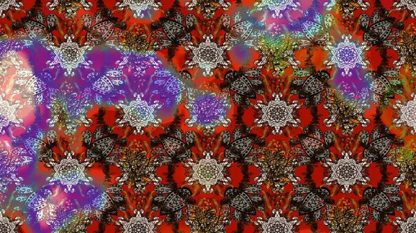 Süslü kumaş deseni. Çiçekli çiçek deseni, suluboya. Raster deseni.