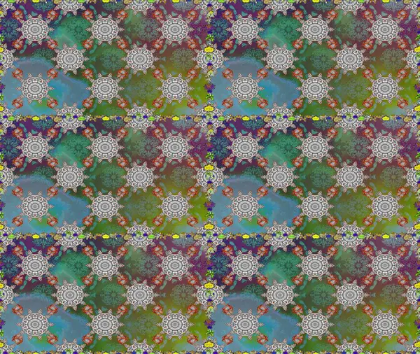 Güzel suluboya çiçekler, parlak resimler ilham verici yeşil ve gri çiçek desenli kusursuz arka plan. Raster..