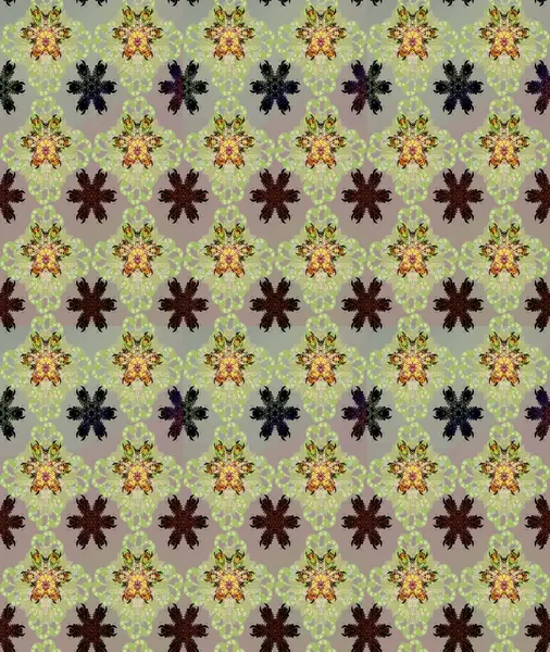 Raster Çiçek İllüstrasyonu güzel tekstil. Tarafsız renklerde etnik çiçeklerle zarif bir eskiz..